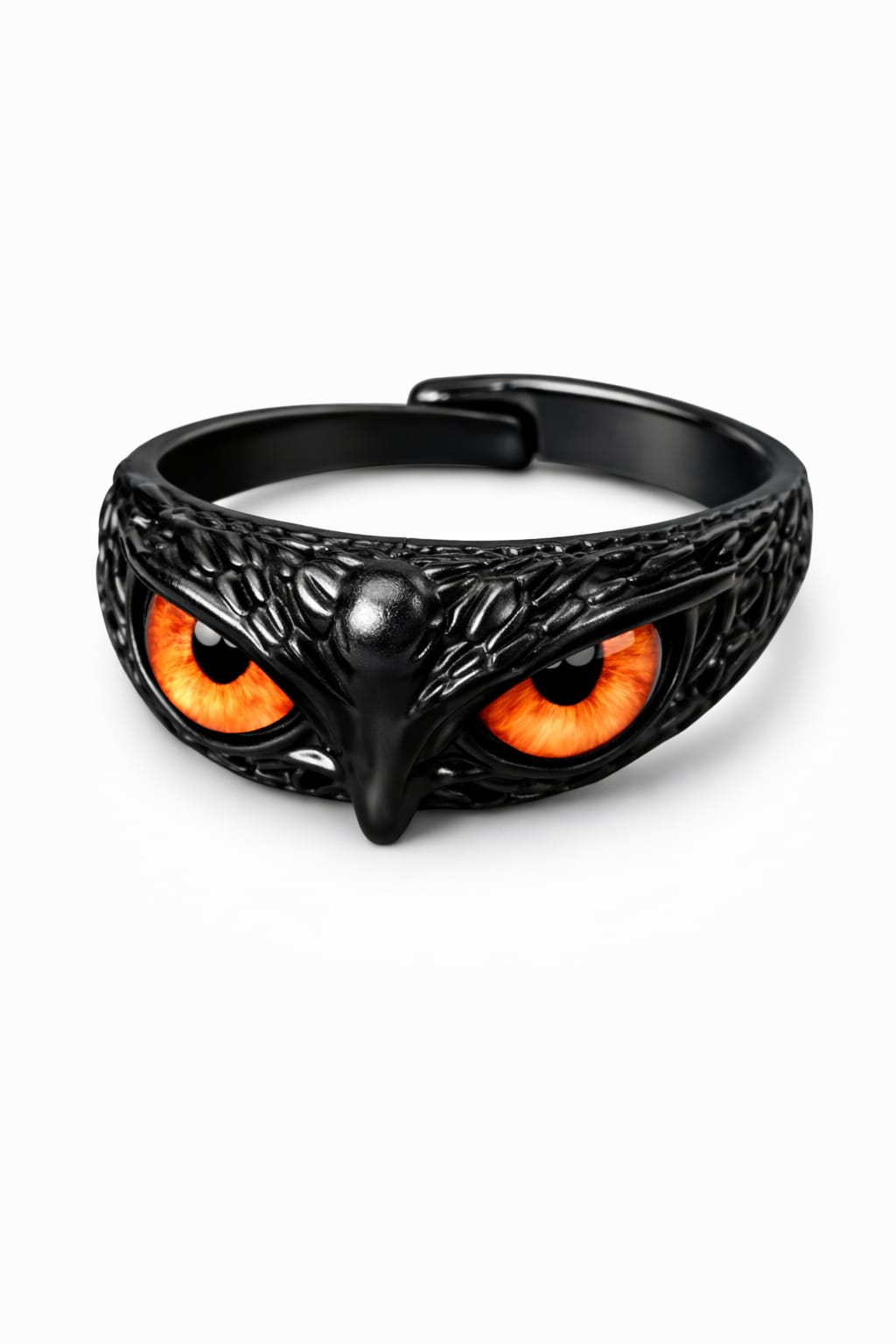 Black Owl Eye Ring Combo | Gothic Adjustable Finger Ring for Men & Women | Dark Style Statement Ring Set - VAYNORA JEWELS