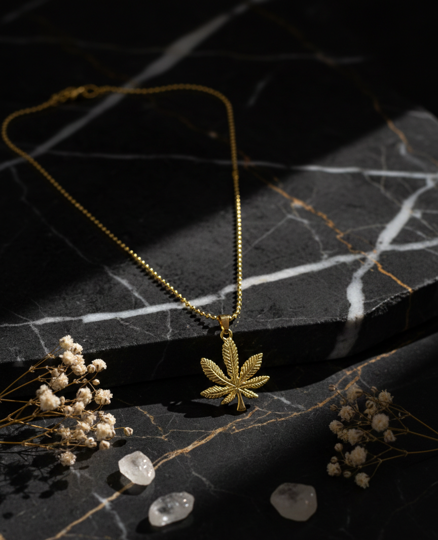 Premium Gold Plated Leaf Pendant Chain for Men & Women | Stylish Statement Necklace | Trendy Fashion Jewellery India