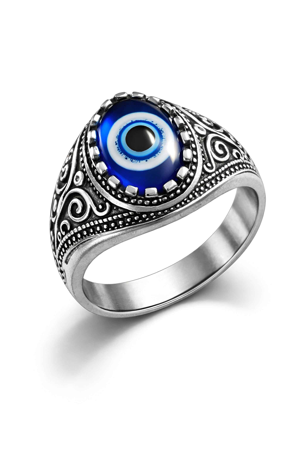 Men’s Stylish Finger Ring Combo Pack of 2 | Gold Medusa Head Ring & Silver Evil Eye Ring | Stainless Steel | Adjustable Size | Fashion Statement Rings for Men & Boys