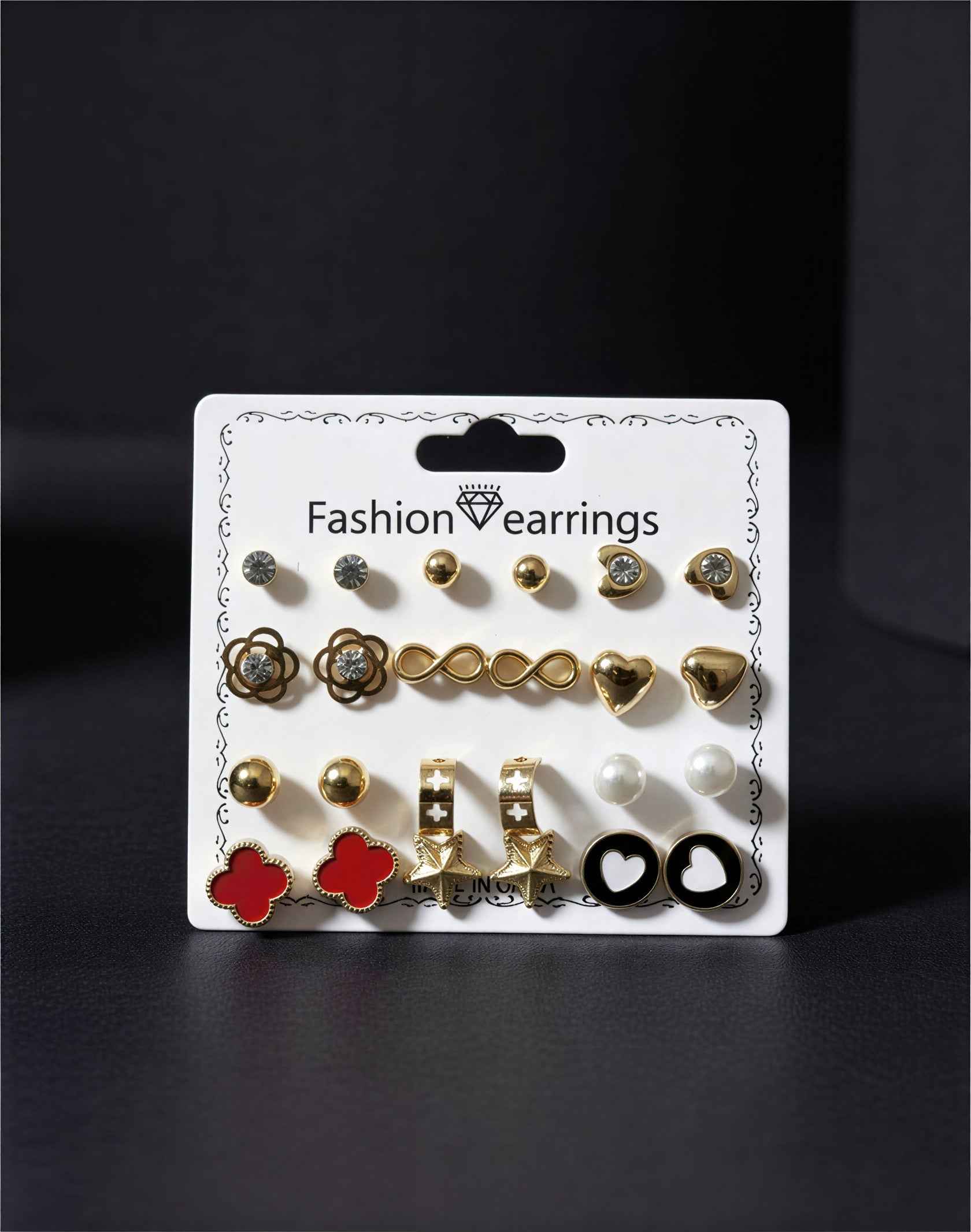 12 Pairs Trendy Earrings Combo Set for Women & Girls – Gold Plated Stud, Pearl, Heart & Hoop Fashion Earrings | Vaynora Jewels