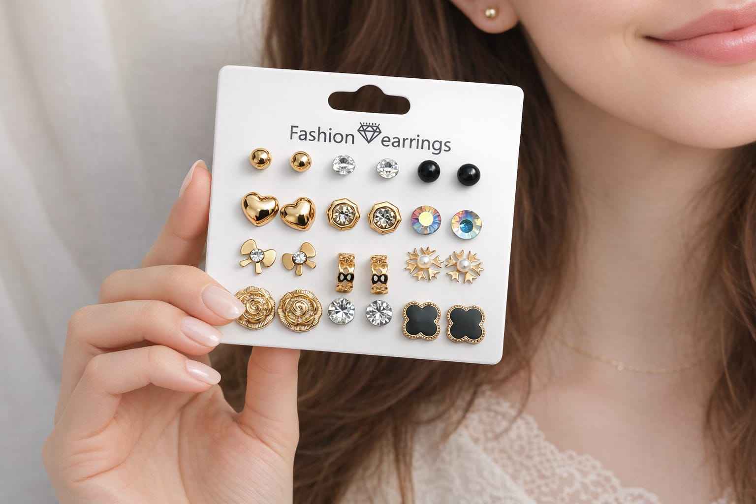 12 Pairs Gold Plated Stud Earrings Combo Set for Women – Trendy Daily Wear Fashion Jewellery Collection