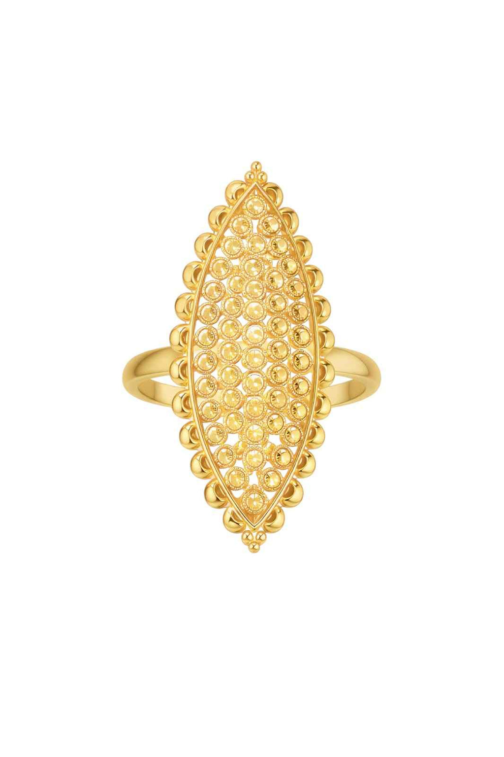 Gold Plated Designer Long Ring for Women – Traditional Ethnic Statement Finger Ring