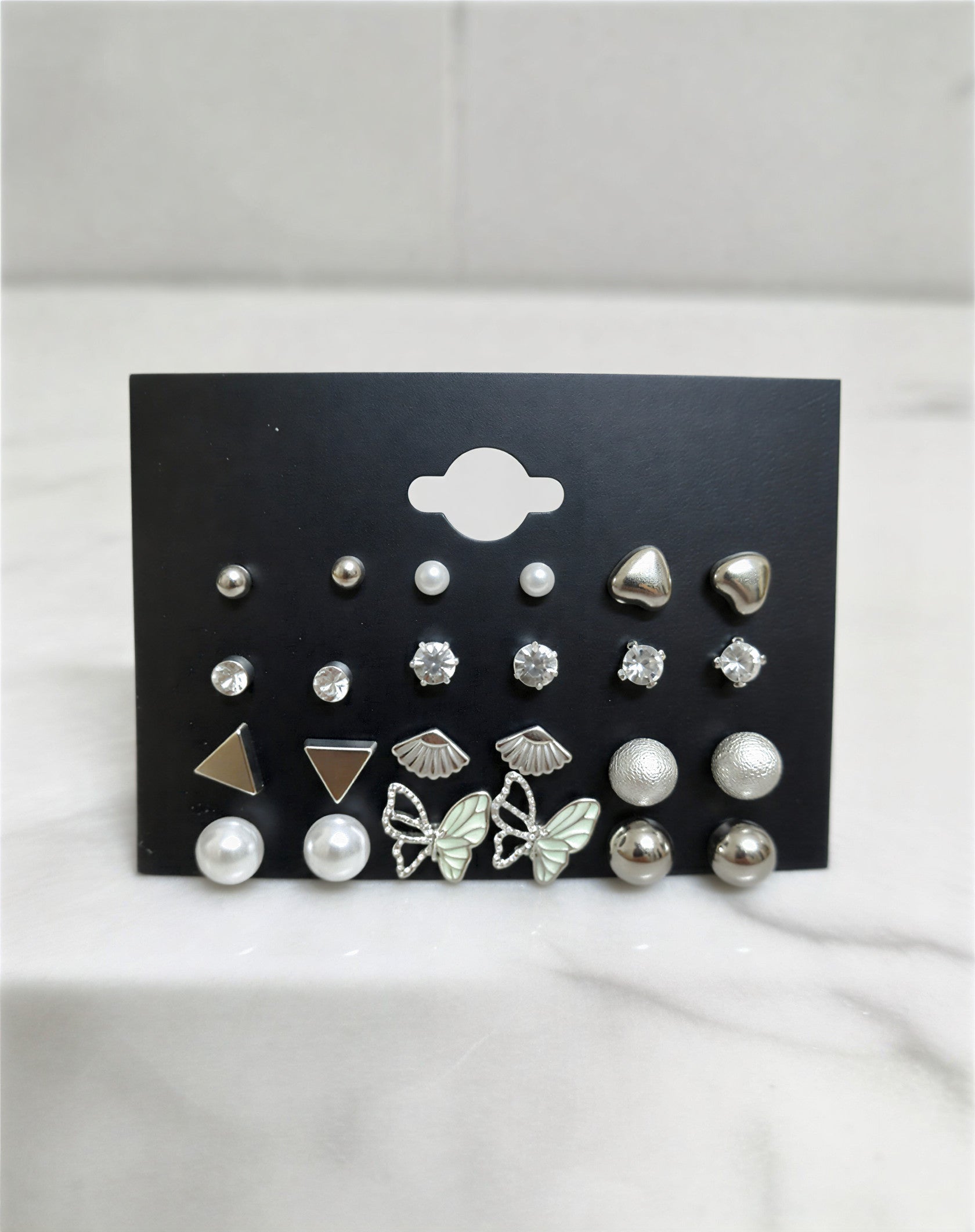 12 Pair Stud Earrings Combo for Women – Pearl, Butterfly & Crystal Korean Style Earrings Set - VAYNORA JEWELS