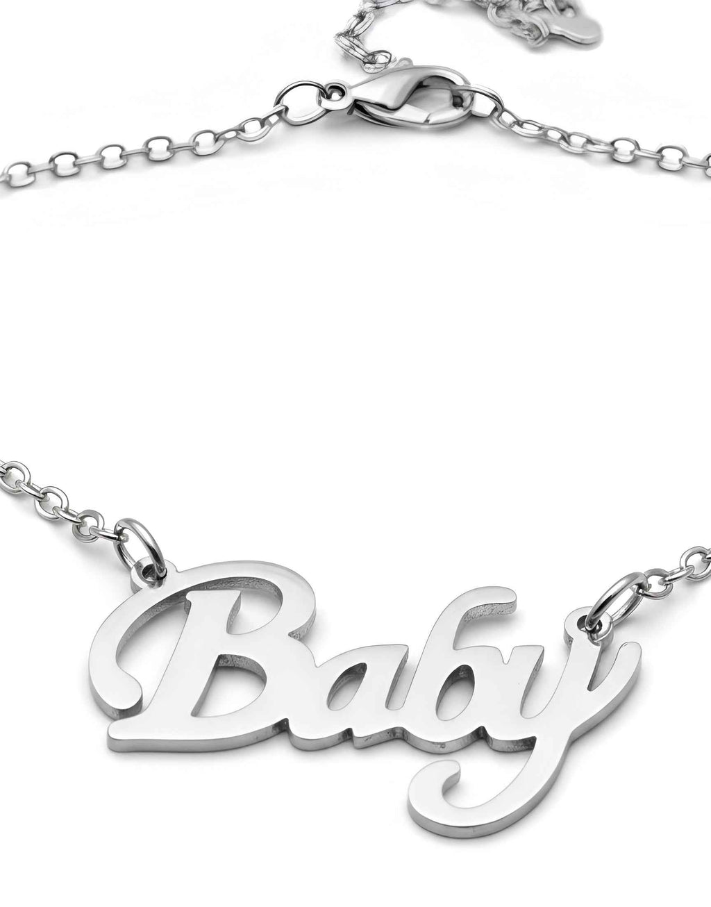 Silver Plated Baby Name Pendant Chain for Girls & Women | Stylish Name Necklace | Cute Fashion Jewellery | Birthday Gift for Her