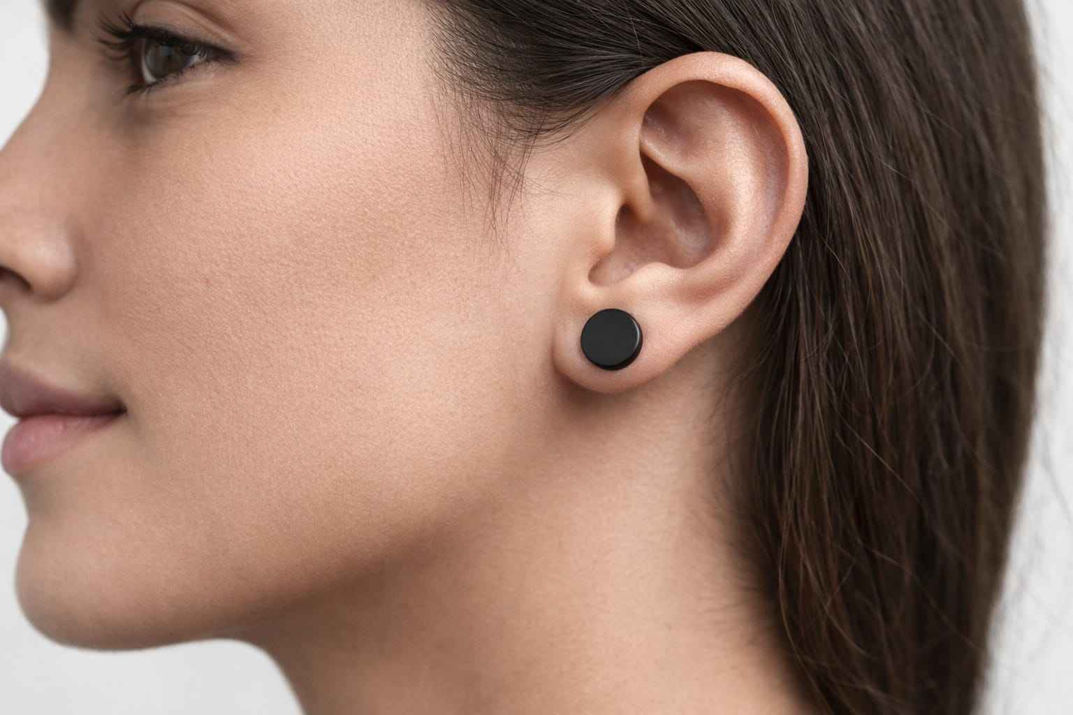 Unisex Black Round Stud Earrings – Stainless Steel Matte Finish | Trendy Minimal Ear Stud for Men & Women