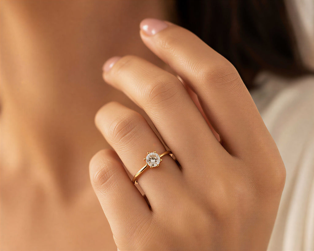 Adjustable Cubic Zirconia Gold Ring for Girls