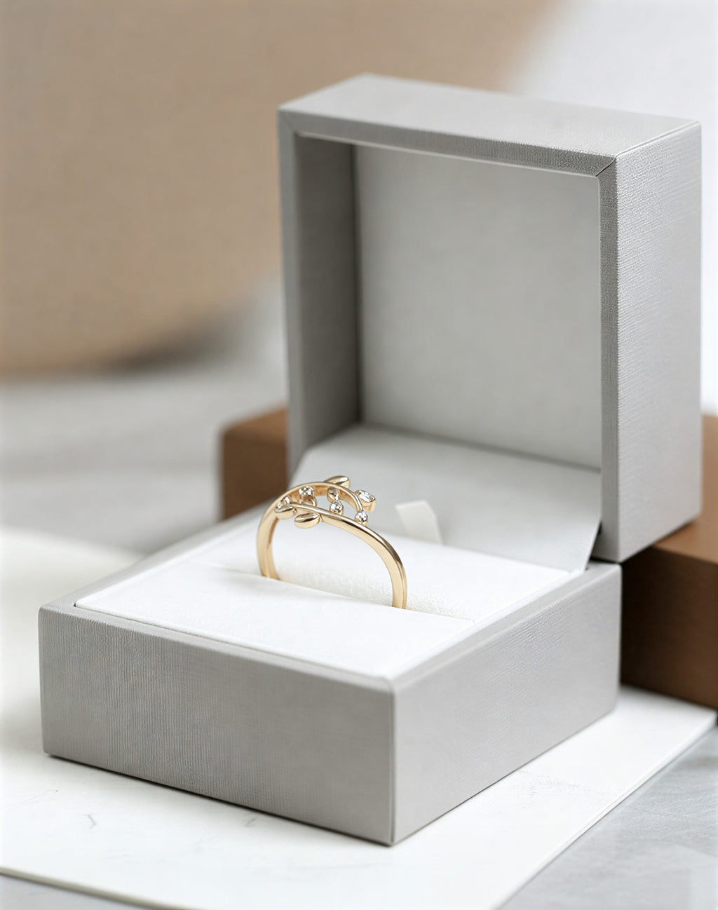 Rose Gold Plated Leaf Design Ring for Women | Crystal Studded Adjustable Ring - VAYNORA JEWELS