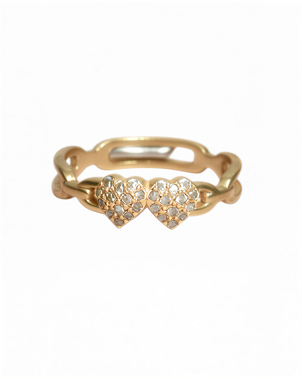 Rose Gold Plated Double Heart Ring for Women | Crystal Heart Finger Ring Stylish - VAYNORA JEWELS