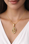 Gold Plated Designer Leaf Pendant Necklace for Women | American Diamond Crystal Pendant Chain | Stylish Daily Wear Jewellery | Party & Wedding Fashion Necklace Gift for Girls & Women