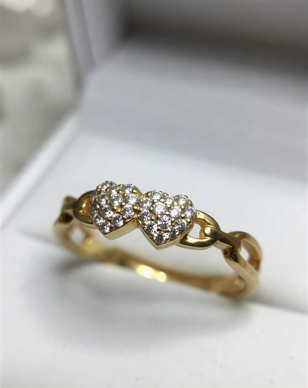 Rose Gold Plated Double Heart Ring for Women | Crystal Heart Finger Ring Stylish - VAYNORA JEWELS